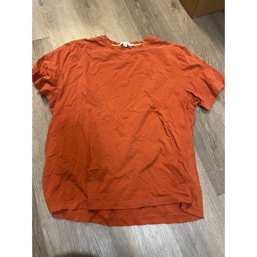 Calvin Klein Women XL Burnt Orange Rust Short Sleeve Crewneck Logo T-Shirt